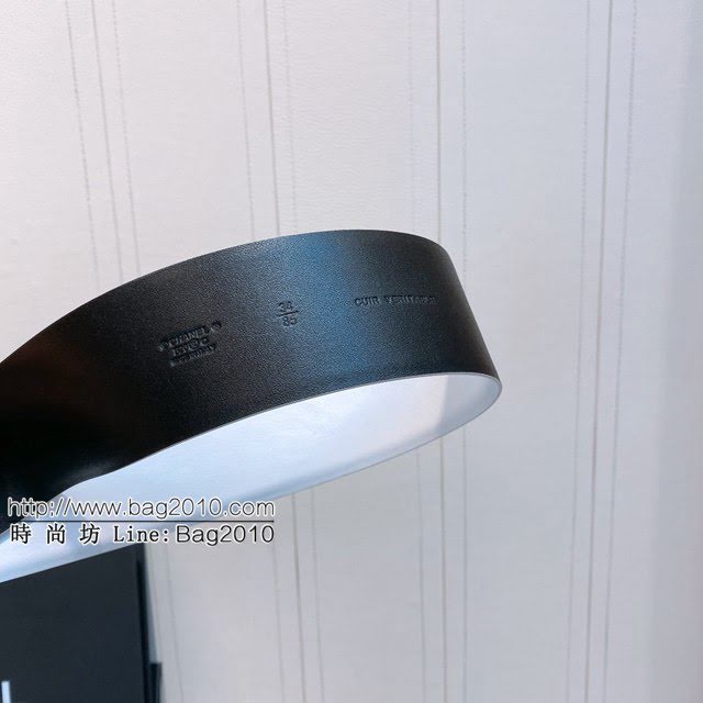 Chanel女士皮帶 香奈兒cc烤漆logo扣雙面可用小牛皮腰帶  jjp1146